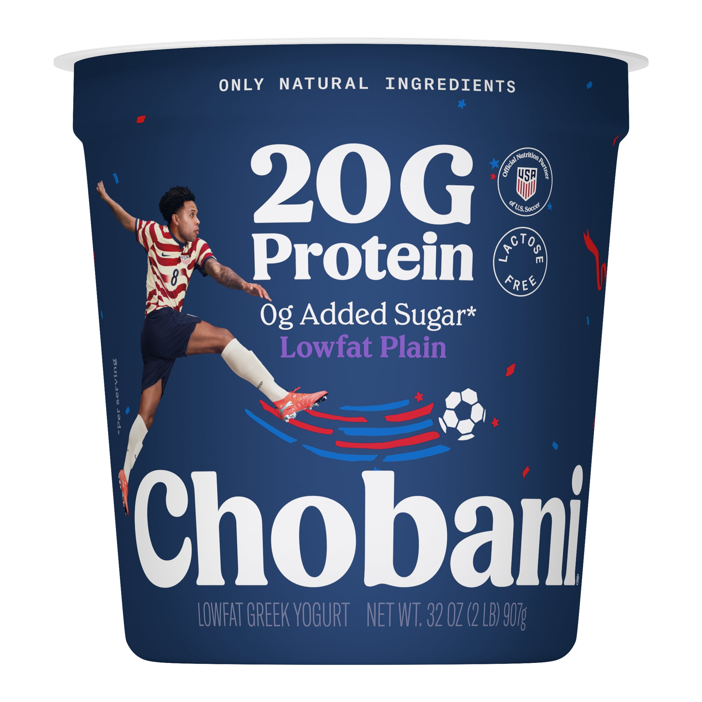 Chobani 20G Protein Low-Fat Greek Yogurt Plain 32 oz Tub