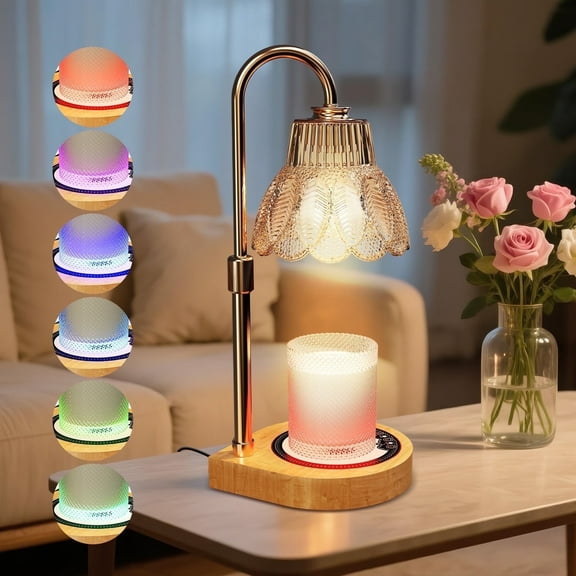 MQUPIN Candle Warmer Lamp with Timer Dimmer And Color-Changing LED Lights, Adjustable Height for New Home Bedroom,Home Decor Gift for Women Mom,Housewarming,Birthday,Christmas