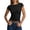 Black, variant on Womens Summer Tops Ribbed T Shirts Crew Neck Short Sleeve Stretchy Ruched Slim Fit Workout Going Out Top