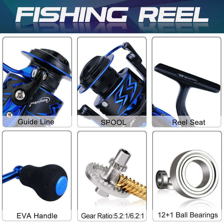 Sougayilang Fishing Reel 6.2:1 High-Speed Gear Ratio Spinning Fishing Reel  with 12+1Stainless BB and CNC Aluminum Spool & Handle for Freshwater and  Saltwater Fishing-4000 : : Sports, Fitness & Outdoors