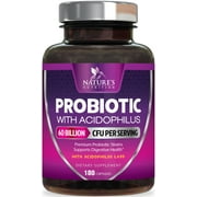 Probiotics 60 Billion CFU per Serving - 10 Strains + Prebiotics - Digestive Health, Gut & Immune Support - Supports Occasional Constipation, Gas & Bloating for Women & Men Shelf Stable - 180 Capsules