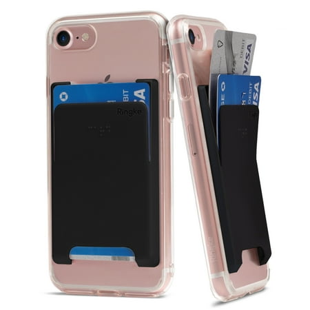 Ringke Slot Card Holder [Black] [2PACK ]Adhesive Stick On Wallet Case Minimalist Slim Hard Premium Credit Card Sleeve for iPhone X/8 Plus/7 Plus, Samsung Galaxy Note 8, LG, Google Phone