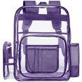 thumbnail image 2 of Sanmadrola Clear Backpack Heavy Duty Stadium Approved Backpacks PVC for Adults Clear Bag Travel, Purple, 2 of 8