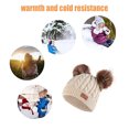 thumbnail image 4 of Sonducket Bufanda Conjunto de gorro y guantes para niños Gorro de punto Gorro Delicados productos para niños Estirable Clima frío Cómodo Bufanda rosa Sombreros bola de pompón marrón beige, 4 of 6
