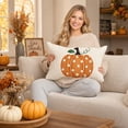 thumbnail image 6 of Decorative Lumbar Pillow | Polka Dot Pumpkin Fall Pumpkin Pillow for Thanksgiving Pillow, Farmhouse Decor Harvest Decor Couch Pillow Cover, 6 of 6