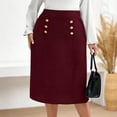 thumbnail image 3 of Pounoo Women's Skirts High Waist Double Breasted A Line Midi Skirt Casual Office Wear Lightweight Breathable Loose Fit Work Skirts Gift, 3 of 6