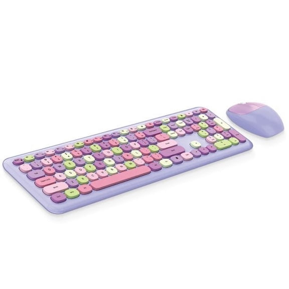 MOFII 666 Wireless 2.4G Mixed Color 110 Key Keyboard Mouse Set Purple