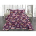 thumbnail image 2 of Ambesonne Vintage Quilted Coverlet 3 Pcs, Colorful Flowers Foliage, King Size, Cinnamon and Dark Lavender, 2 of 4