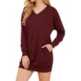 thumbnail image 4 of STARVNC Women Solid Color V Neck Long Sleeves Sweatshirt with Pockets, 4 of 7