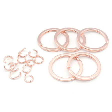 100Pcs Key Chain Key Ring Round Flat Line Pet Collar Keychain Holder for Jewelry ID Tag Making Wholesale DIY Day Gift Accessorie (ROSE GOLD Diameter 30mm-100pcs)