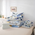 thumbnail image 6 of Feelyou Modern Marbling Abstract Twin Bedding Sets 7-Piece, White Blue Honeycomb Bedding Comforter Set, Fashion Artwork Reversible Sheet Sets, Super Cozy Room Decor, 6 of 8