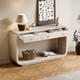 thumbnail image 4 of Harper & Bright Designs Farmhouse Rectangular Console Table with Storage, Narrow Entryway Table with 3 Drawers and Shelf, Wood Curved Sofa Table for Living Room, Hallway, Beige, 4 of 14