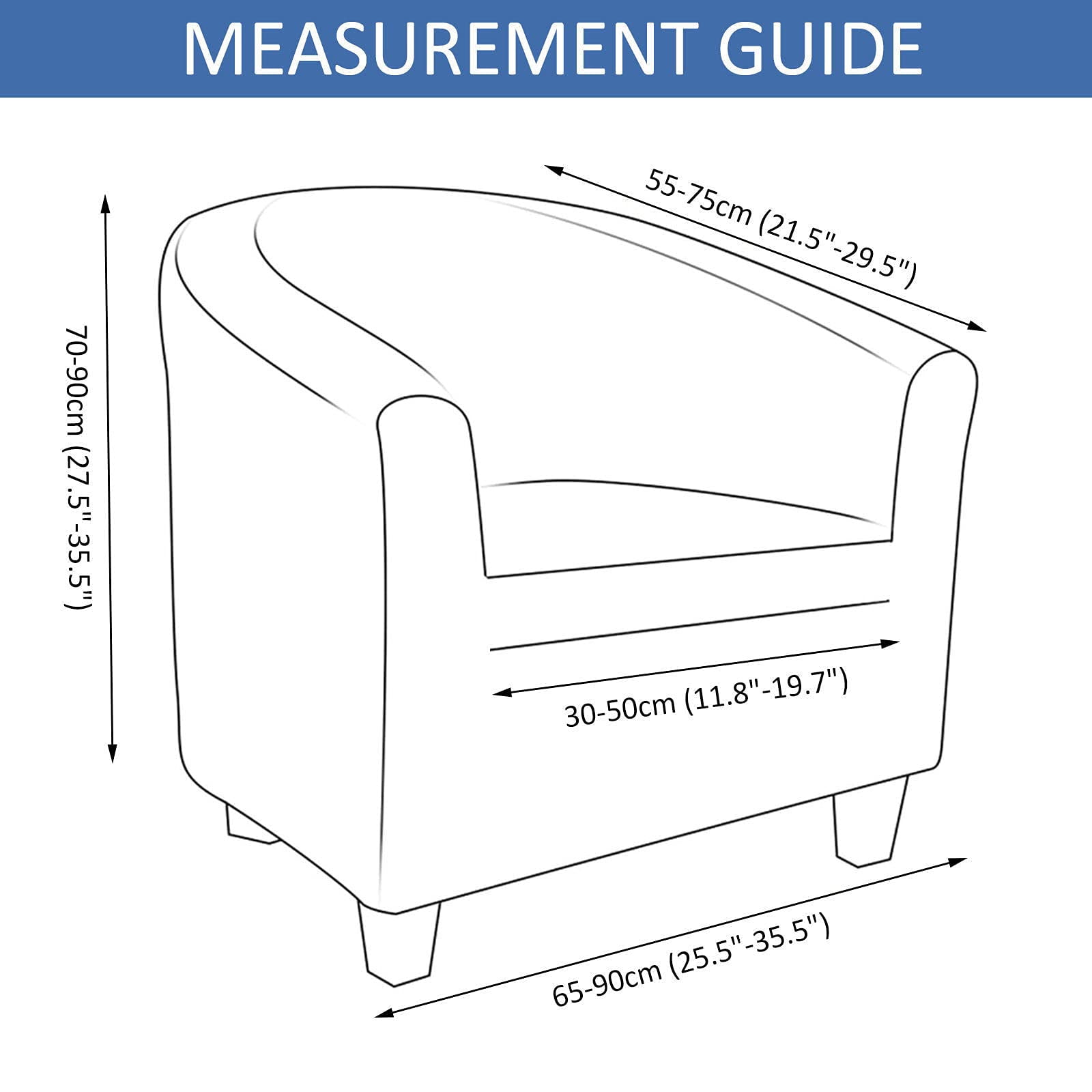 Stretch Club Chair Slipcover, Spandex Tub Chair Cover Non Slip Elastic Club Chair Cover Armchair Chair Slipcovers Sofa Cover Removable Washable for Kids Living Room-Grey Blue-Club Chair