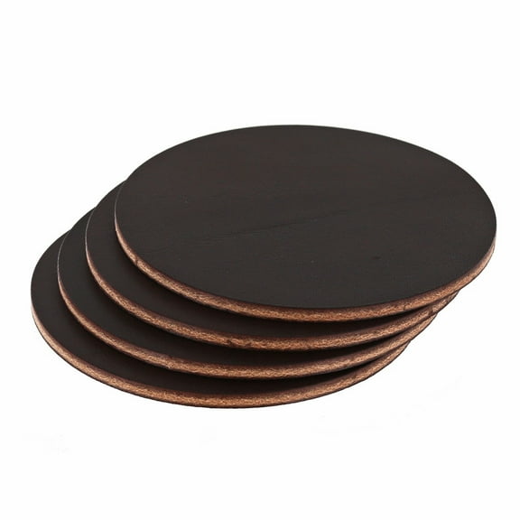 Leather Coasters, Wickett & Craig English Bridle, Circle, Dark Brown (4pc set)