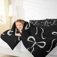 thumbnail image 4 of jejeloiu Cartoon Cute Bow Full Size Comforter Sets,Kawaii Bowknot Bowtie Bedding Comforter Set,Silver Black Bedding Sets For Girls,Ultra Soft Home Decor Reversible,3pcs, 4 of 8