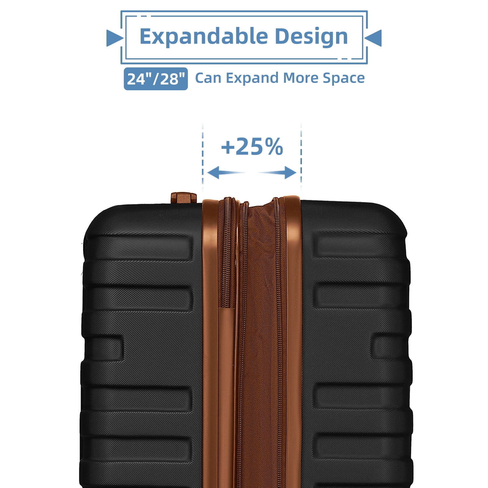 Hardside Suitcase, Luggage Sets 6 Piece with Duffel Bags, Hardside Expandable Suitcases with Spinner Wheels TSA Lock, Black, Black Brown Hardside Luggage,Abs Hardside Checked Luggage