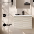 thumbnail image 3 of Cascade 30" Wall-Mounted Bathroom Vanity in White Oak with Sink Top, 3 of 11