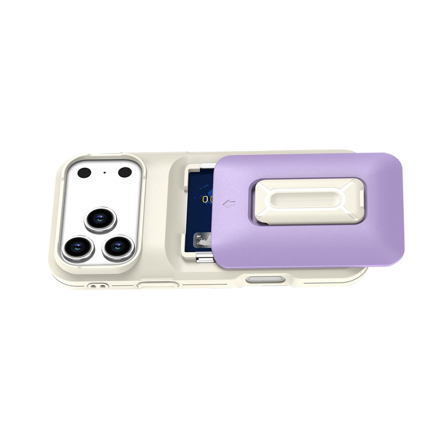 Essential Card Holder Case for iPhone 17 Pro Max - White & Purple