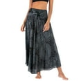 thumbnail image 5 of SWSMCLT Summer Beach Coverup Maxi Skirt for Women Halter Top Midi Dresses Black Charcoal Long Length Spring Casual Peasant Gypsy Hippie Boho Print Elastic Shirred Waist Patterned5 Small-Large, 5 of 5
