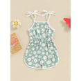 thumbnail image 4 of Nygoyerh Toddler Little Girls Summer Jumpsuit Floral Print Sleeveless Tie Straps Romper Shorts Kids Sweet Square Neck Overalls for Casual Daily Vacation 12M-5T, 4 of 8