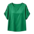 thumbnail image 3 of Uootdi Women's Tops Short Sleeve Crew Neck Side Button Blouses Bohemian Casual Style Lightweight Breathable Relaxed Fit Shirts Gift, 3 of 6