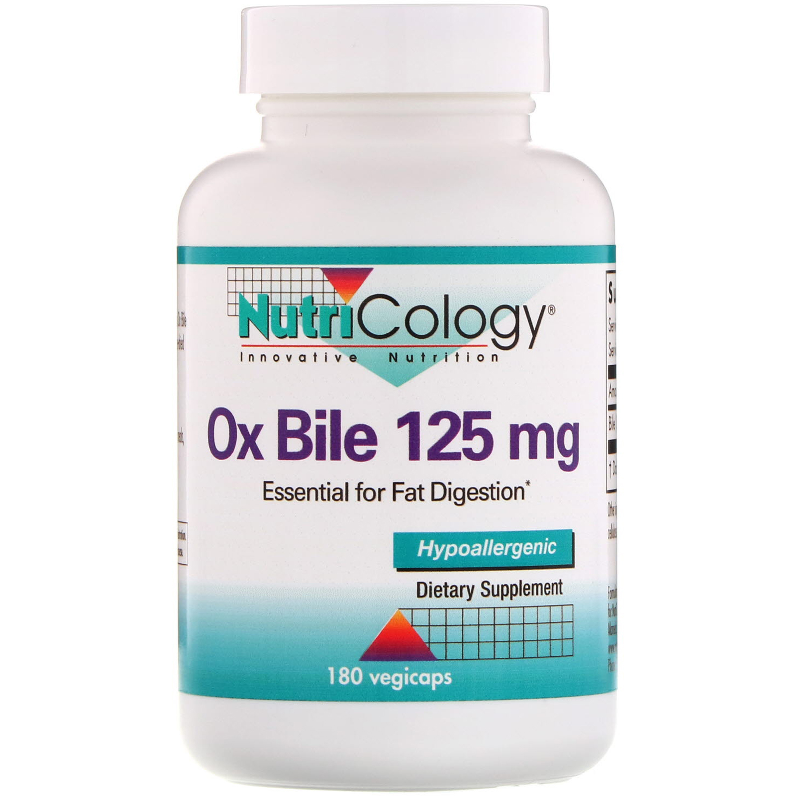 Nutricology Ox Bile 125 mg 180 Vegicaps