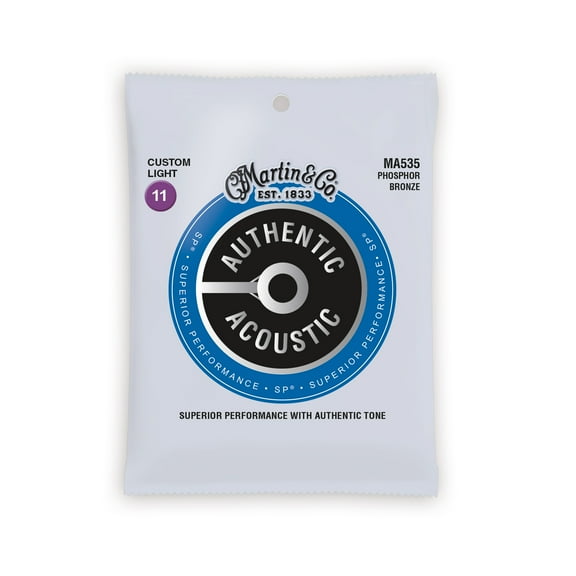 Martin Authentic Acoustic Guitar Strings - Superior Performance 92/8 Custom Light