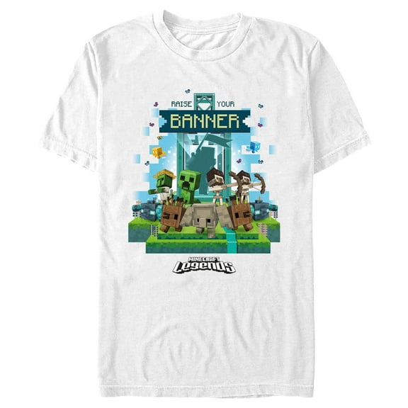 Men's Minecraft Legends Raise Your Banner  Graphic Tee White 3X Large