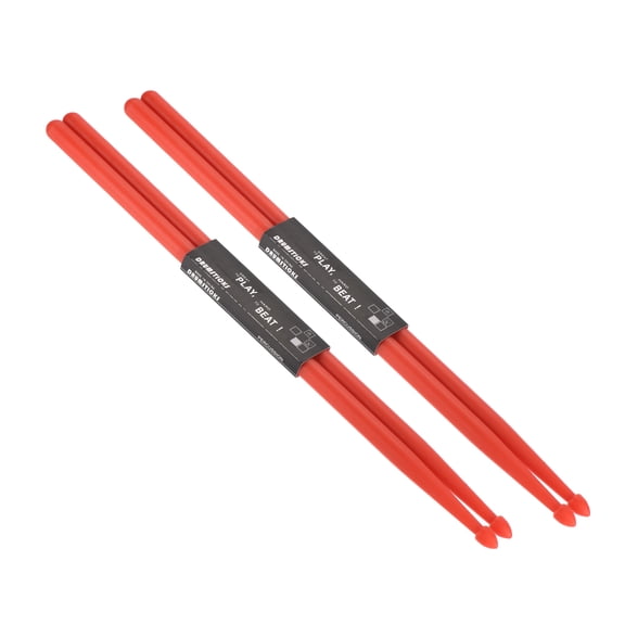 2 Pairs Nylon Drumstick 7A Plastic Anti Slip Handle Drum Stick for Adults Electronic Drums Musical Red, 16"