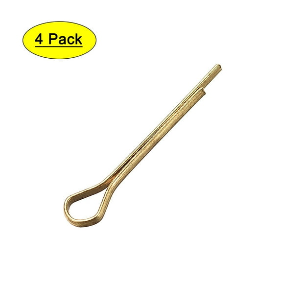 Split Cotter Pin - 1.5mm x 16mm (1/16 inch x 5/8 inch) Solid Brass 2-Prongs Gold Tone 4 Pcs