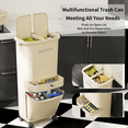 thumbnail image 5 of MRBIN 3 in 1 Removable Vertical Trash and Recycle Bin Combo, 42L/11gal Tall Double Layer Triple Compartment Slim Plastic Waste Basket with Press Top Lid for Kitchen, Office, Rv, White, 5 of 6