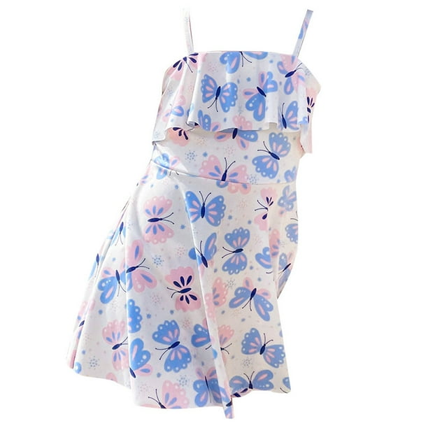 Kojooin Girls One Piece Swimsuit Cute Floral Printing Breathable Sleeveless Bathing Suit For 7 9 Years Old Kids White One Size Fits All