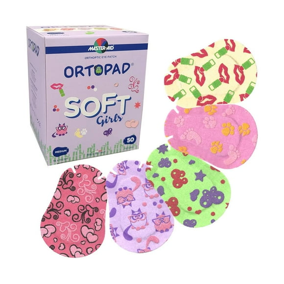 Parches para ojos Ortopad Soft Bamboo para niñas, tamaño mediano, paquete de 50