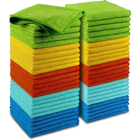 Microfiber Cleaning Cloth, 50PK, Towels for Cars, Premium Wash Cloths, Dusting Cloth Rags, Absorbent SUVs, House, Kitchen, Window, Supplies12×12"