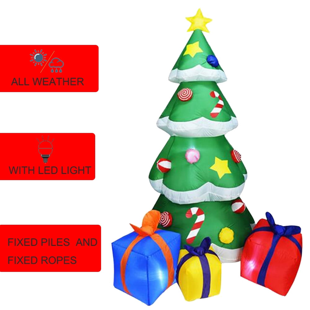 7ft Inflatable Christmas Tree With Gift Boxes Yard Holiday Home