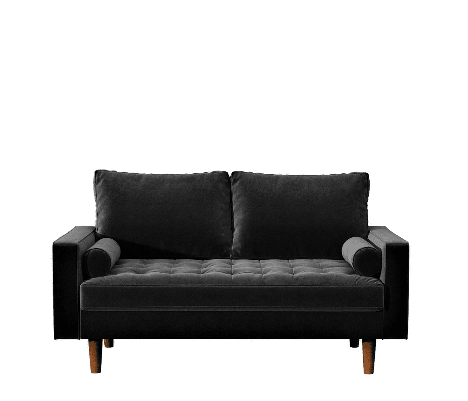 Uspridefurniture Helene 55.87'' Velvet Recessed Arm Loveseat - Black