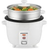 OVENTE Electric Rice Cooker and Food Steamer – 10-Cup Cooked Capacity (5 Cups Uncooked), Nonstick Removable Pot, Keep Warm Function, Steaming Basket, Measuring Cup & Spatula Included, White RCS01W