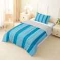 thumbnail image 2 of Castle Fairy Boho Thin Vertical Stripe Twin Comforter Sets 2pcs,Tribal Wide Band Bedding Set,Teal White,Reversible,1 Comforter and 1 Pillowcase, 2 of 6
