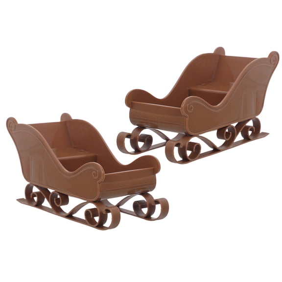 LOLIPPYY 2Pcs Brown Santa Sleigh Decorations Plastic Candy Holder for Christmas Desk and Mantelpiece Display