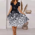 thumbnail image 1 of Robes pour Femmes 2024 Été Ample Décontracté Imprimé avec Poche Col en V Manches Courtes Robe 50 % de Réduction!, 1 of 6