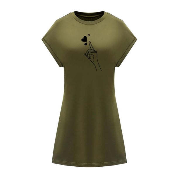 Vestido de verano para mujer, ropa de calle, cuello redondo, para trabajo, oficina, desplazamientos, caminar L
