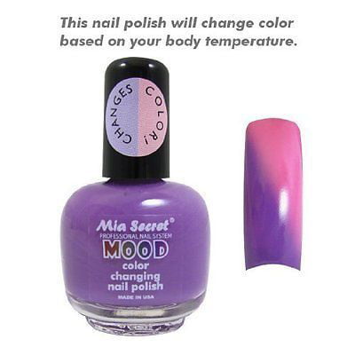 Mia Secret Mood Nail Lacquer Color Changing Nail Polish Purple to Pink+ Free Temporary Body