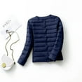 thumbnail image 4 of Yigetop Lightweight Jacket Women Women's V Neck Round Neck Thin Lightweight Pure Color Simple White Duck Down Female Light Down Jacket Womens Puffer Jacket Blue 4XL, 4 of 4