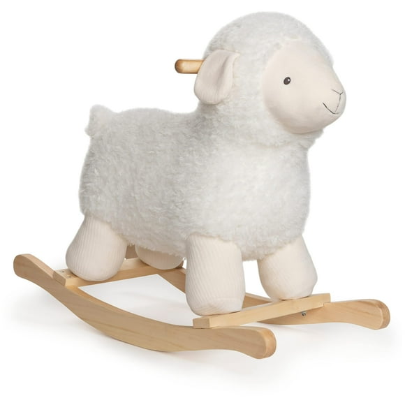 Baby GUND Lamb Rocker with Wooden Base Plush Stuffed Animal Nursery, Cream, 21.5"