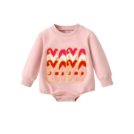 

Luethbiezx Girls Sweatshirt Romper with Long Sleeves and Plush Letter Embroidery