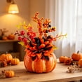 thumbnail image 5 of Darzheoy Halloween Thanksgiving Centerpiece, Artificial Pumpkin Floral Arrangement, 4 Styles Fall Maple Sunflower Berry, Table Centerpiece for Mantel, Table, Dining, Home, Entryway, 5 of 6