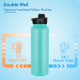 thumbnail image 3 of VEGOND 40 oz Insulated Water Bottle Stainless Steel Metal Water Bottles with Leak Proof Straw Lid & Spout Lid, Wide Mouth Double Walled Vacuum Travel Sports Bottle, Mint Green, 3 of 7