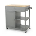 thumbnail image 2 of Noble House Tift Wood Kitchen Cart with Wheels, Gray and Natural, 2 of 9