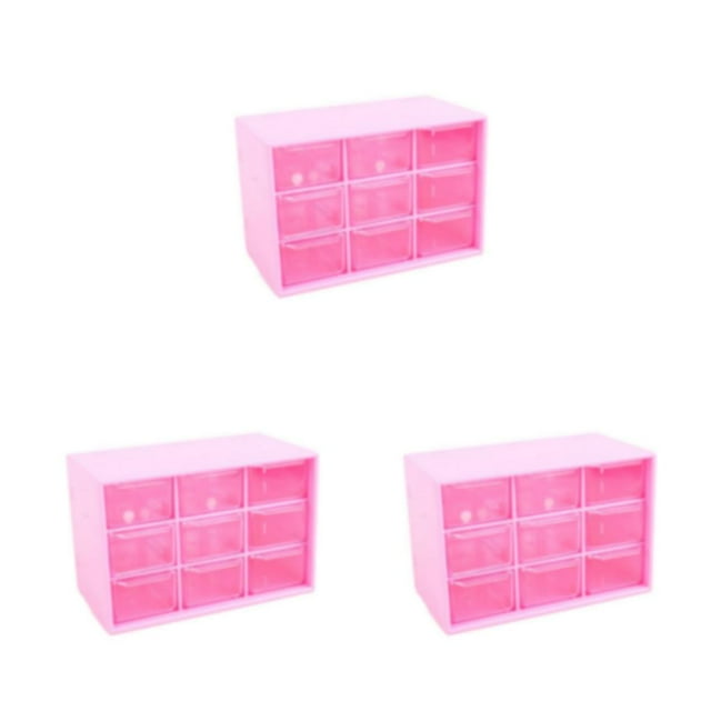 Baohd Excellent Materials - Eco-Friendly Desktop Storage Box With Clear Drawers Jiugongge Storage Drawer rose red Nine Palaces Grid 3Set