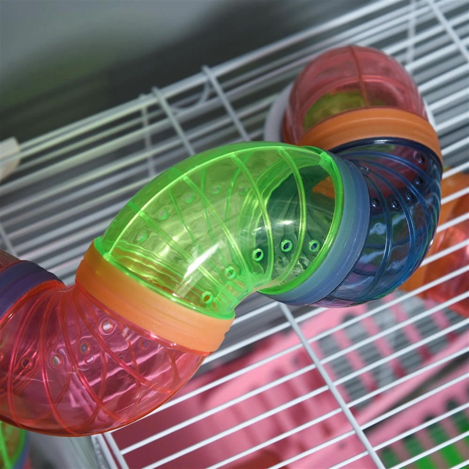 resenkos 18" Hamster Cage, Gerbil Cage with Exercise Wheels Tube for Small Hamsters, 5 Tiers Small Animal Habitats Portable Travel Carrier, Green